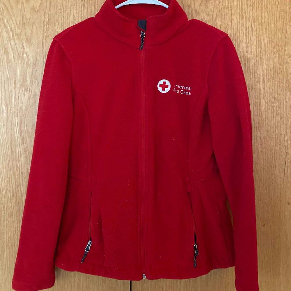 American Red Cross red fleece jacket Size S  Worn a few times, almost like new!